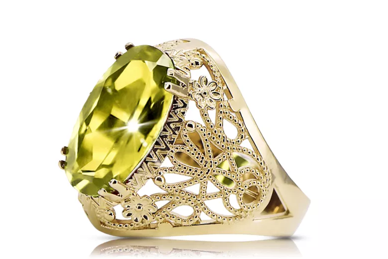 Inel Stil Vintage Peridot galben Aur galben 14K vrc074y